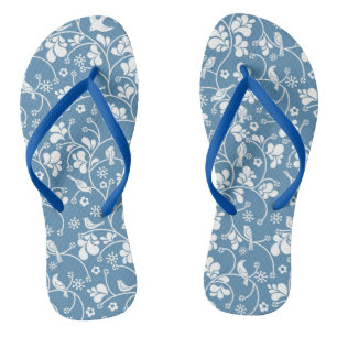 pattern with birds and plants ornament jandals