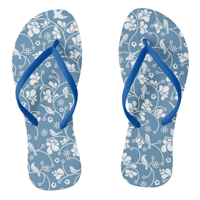 pattern with birds and plants ornament jandals (Footbed)