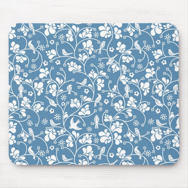 pattern with birds and plants ornament mouse pad (Front)