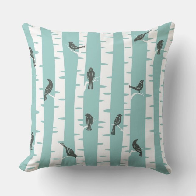Pattern with birds and trees cushion (Front)