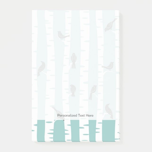 Pattern with birds and trees post-it notes (Front)
