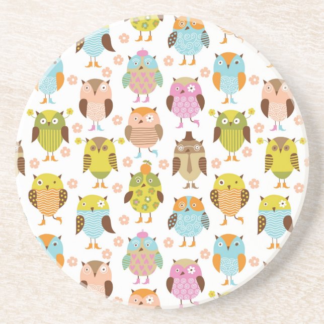 pattern with birds coaster (Front)