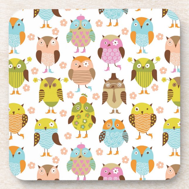 pattern with birds coaster (Front)