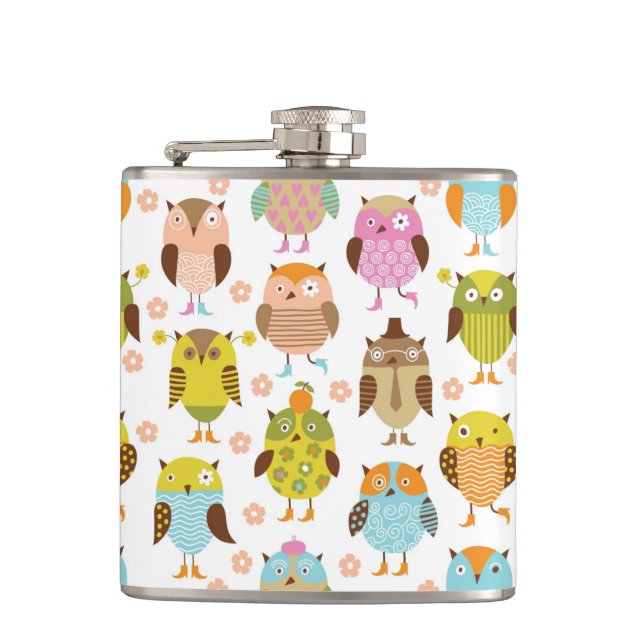 pattern with birds hip flask (Front)