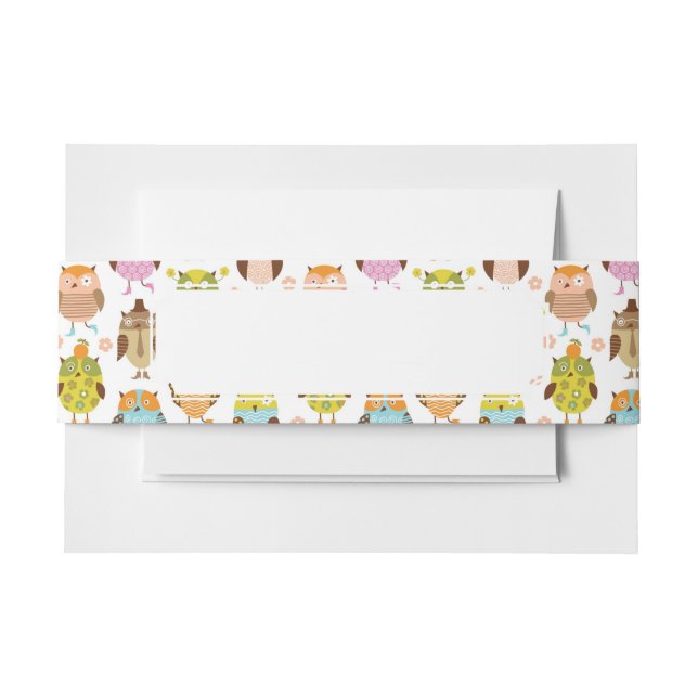 pattern with birds invitation belly band (Front Example)