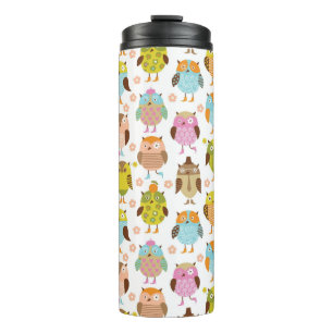 pattern with birds thermal tumbler