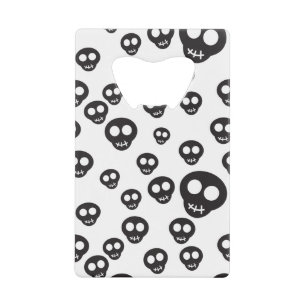Pattern with black skulls on white