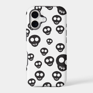 Pattern with black skulls on white