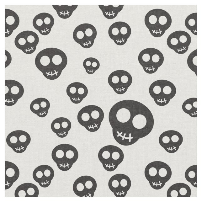 Pattern with black skulls on white fabric (Close Up)