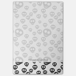 Pattern with black skulls on white post-it notes