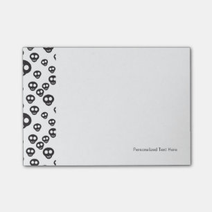 Pattern with black skulls on white post-it notes