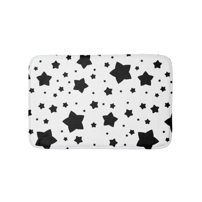 Pattern with Black Stars Bath Mat (Front)