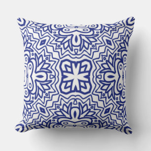 Pattern With Blue on White Cushion