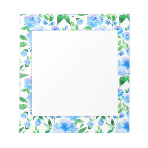 Pattern with blue watercolor flowers notepad