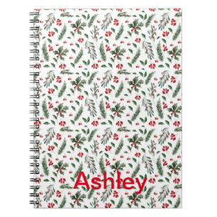 Pattern with branches and Christmas berries Notebook