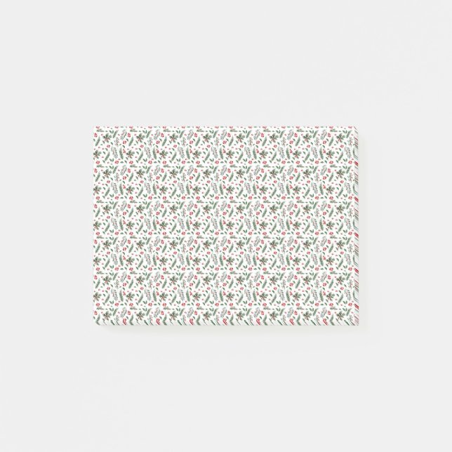 Pattern with branches and Christmas berries Post-it Notes (Front)