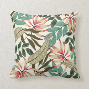 Pattern With Bright Green Plants Leaves Cushion