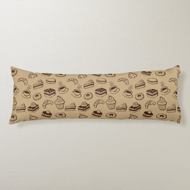 Pattern With Cakes, Desserts And Bakery Body Cushion (Front)