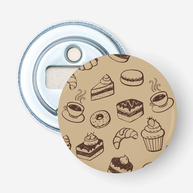 Pattern With Cakes, Desserts And Bakery Bottle Opener (Front)