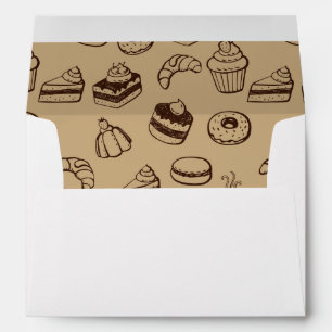Pattern With Cakes, Desserts And Bakery Envelope