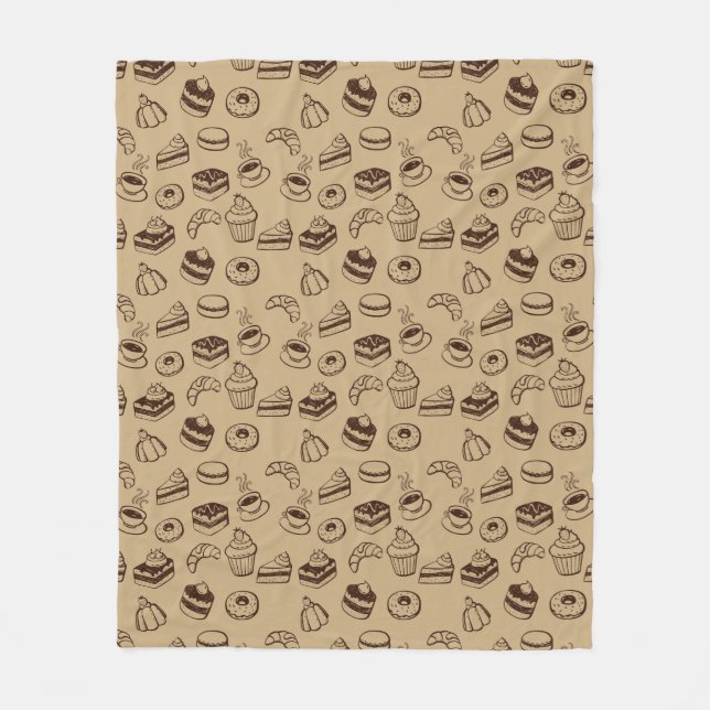 Pattern With Cakes, Desserts And Bakery Fleece Blanket (Front)