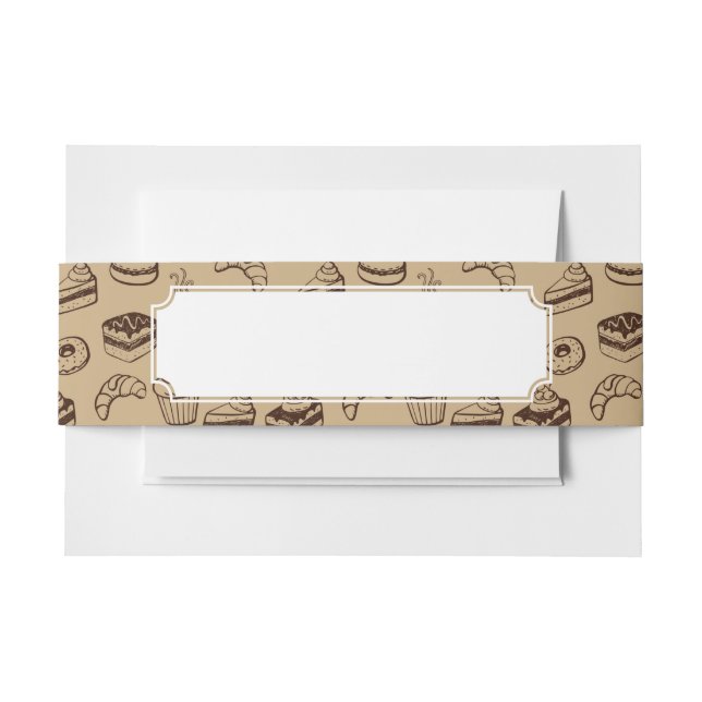 Pattern With Cakes, Desserts And Bakery Invitation Belly Band (Front Example)