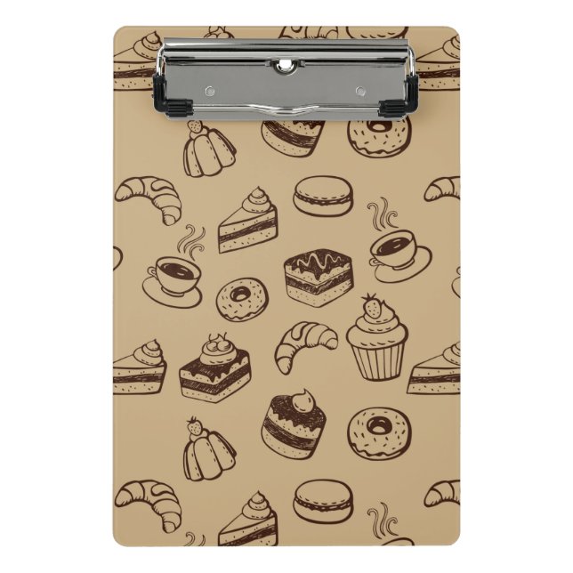 Pattern With Cakes, Desserts And Bakery Mini Clipboard (Front)