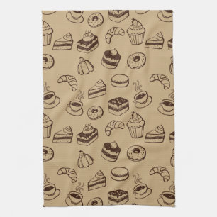 Pattern With Cakes, Desserts And Bakery Tea Towel