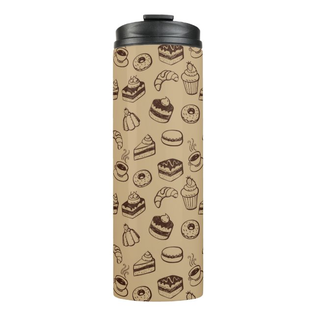Pattern With Cakes, Desserts And Bakery Thermal Tumbler (Front)