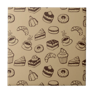 Pattern With Cakes, Desserts And Bakery Tile