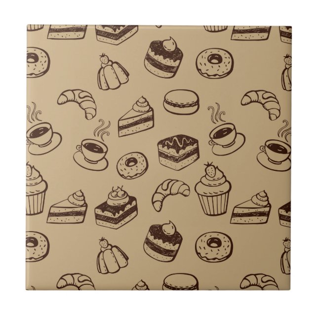 Pattern With Cakes, Desserts And Bakery Tile (Front)