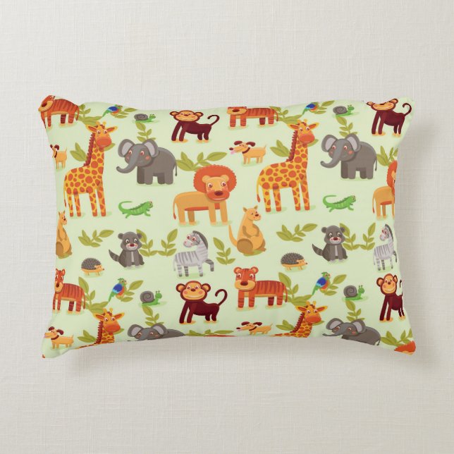 Pattern With Cartoon Animals Decorative Cushion (Front)