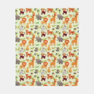 Pattern With Cartoon Animals Fleece Blanket