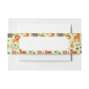 Pattern With Cartoon Animals Invitation Belly Band