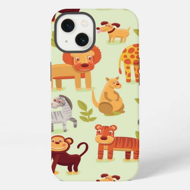 Pattern With Cartoon Animals iPhone Case (Back)