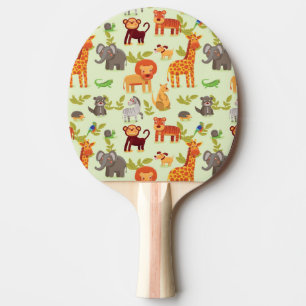 Pattern With Cartoon Animals Ping Pong Paddle