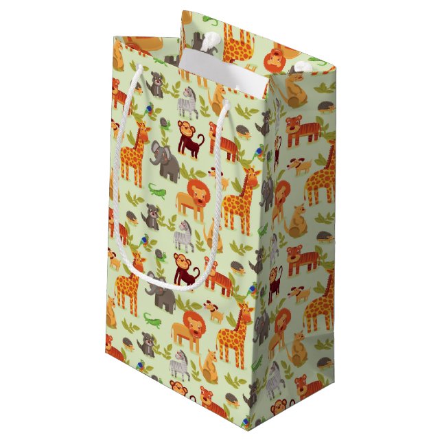 Pattern With Cartoon Animals Small Gift Bag (Back Angled)