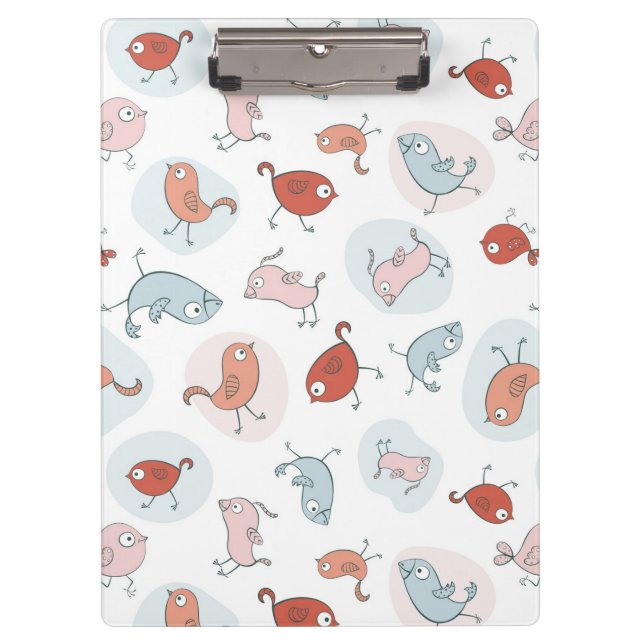 pattern with cartoon birds clipboard (Front)