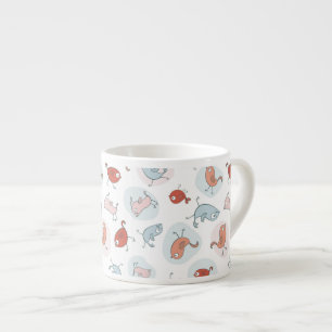 pattern with cartoon birds espresso cup