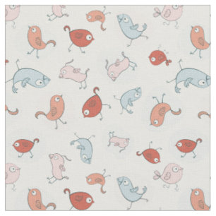 pattern with cartoon birds fabric