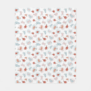 pattern with cartoon birds fleece blanket