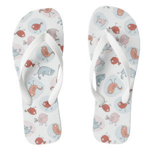 pattern with cartoon birds jandals