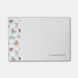 pattern with cartoon birds post-it notes