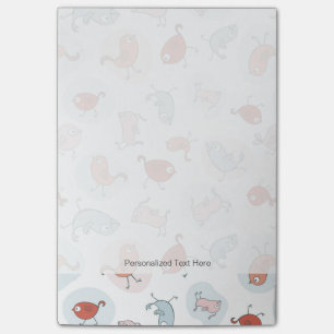 pattern with cartoon birds post-it notes