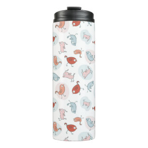 pattern with cartoon birds thermal tumbler