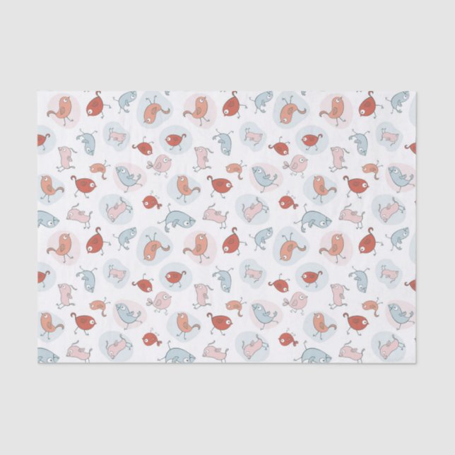 pattern with cartoon birds tissue paper (Front)