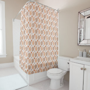 Pattern with cartoon seashell with doodle ornament shower curtain