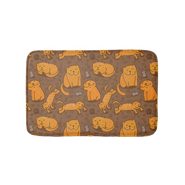 Pattern With Cats Bath Mat (Front)
