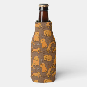 Pattern With Cats Bottle Cooler