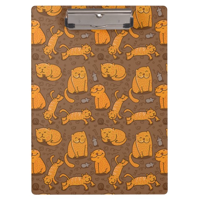 Pattern With Cats Clipboard (Front)